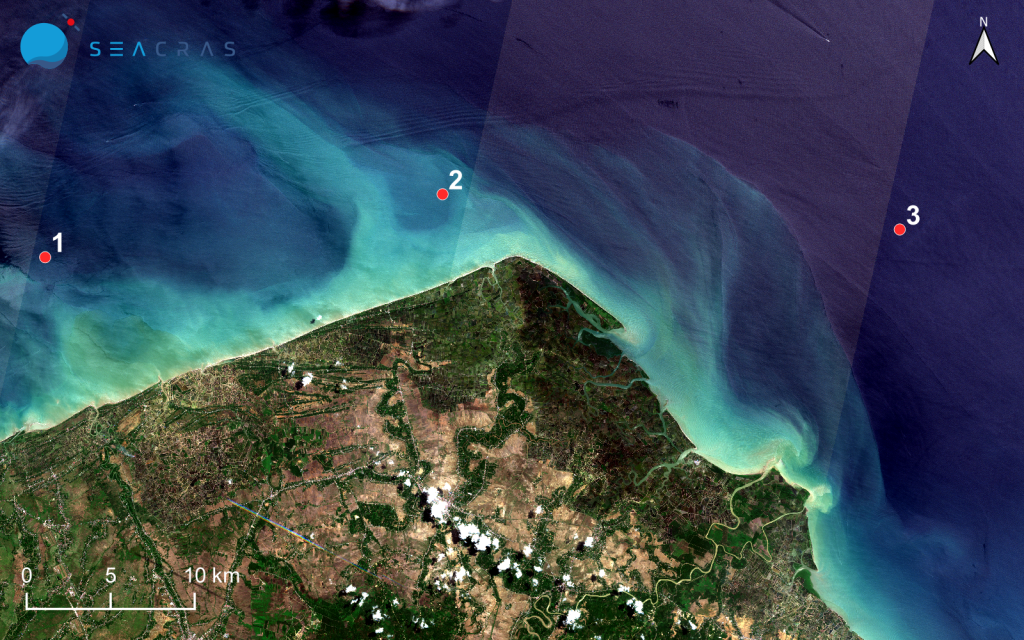Satellite image of Indoneasian coast before Sumatra floods.