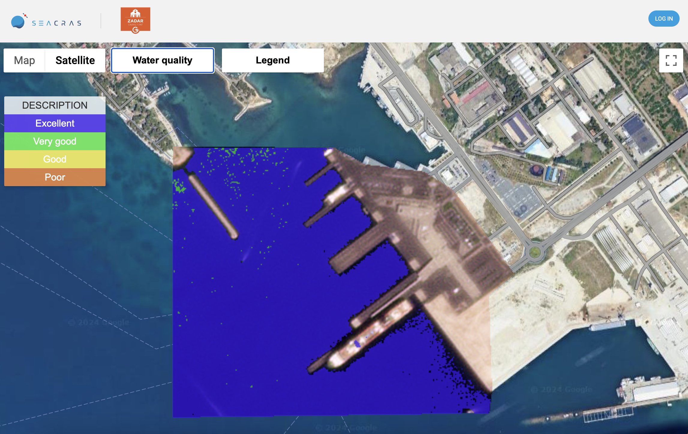SeaCras App in Zadar Cruise Port (satellite image)