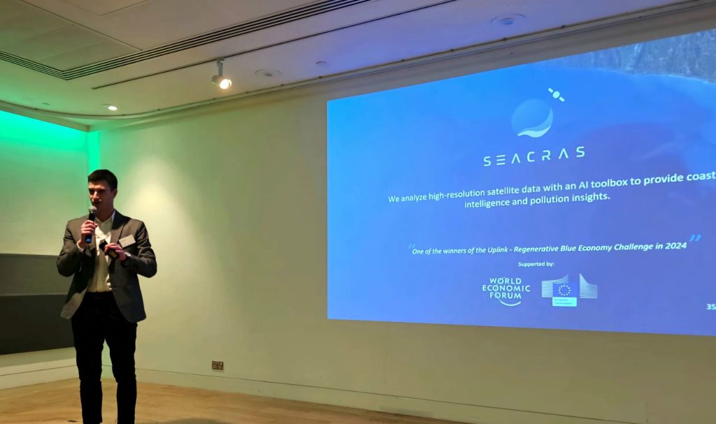 SeaCras CEO, Mario Špadina, holding a presentation at London 3-Space 2025